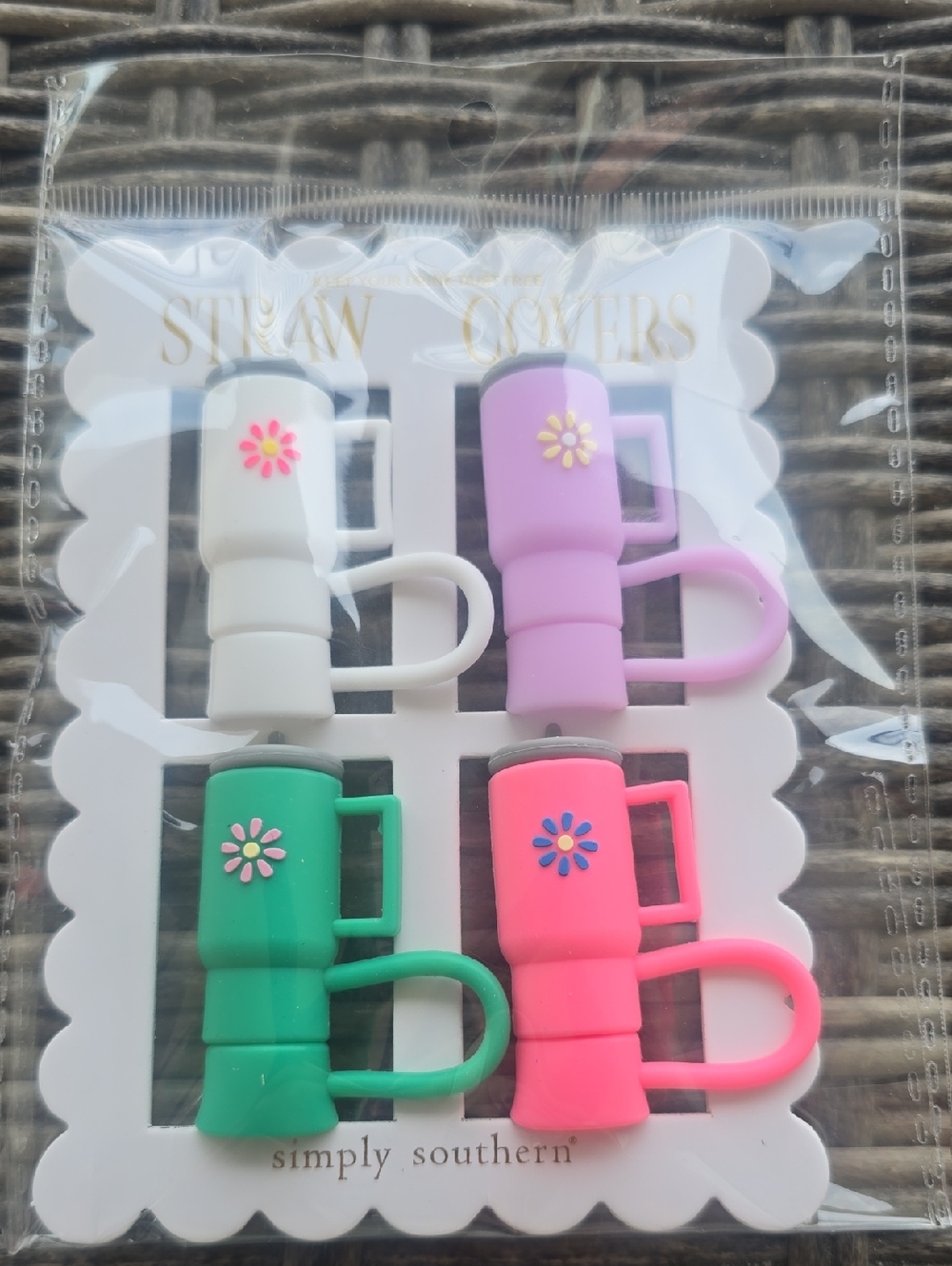 Simply Southern Floral Cup Straw Covers - White, Lavender, Green, Neon Pink, NWT